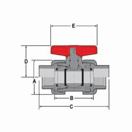 Spears 3639-015C CPVC True Union 2000 Ball Valve 1-1/2 Inch Socket FNPT FKM