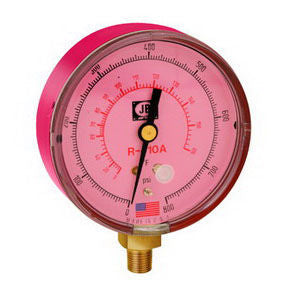 JB Industries M2-415 Standard Pressure Gauge 2-1/2 Inch Dial 0-800 psi 1/8 Inch MPT Steel Case Clear Lexan Lens Red