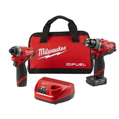 Milwaukee 2598-22 M12 Fuel 2-Tool Combo Kit 1/2 Hammer Drill 1/4 Hex Impact Driver