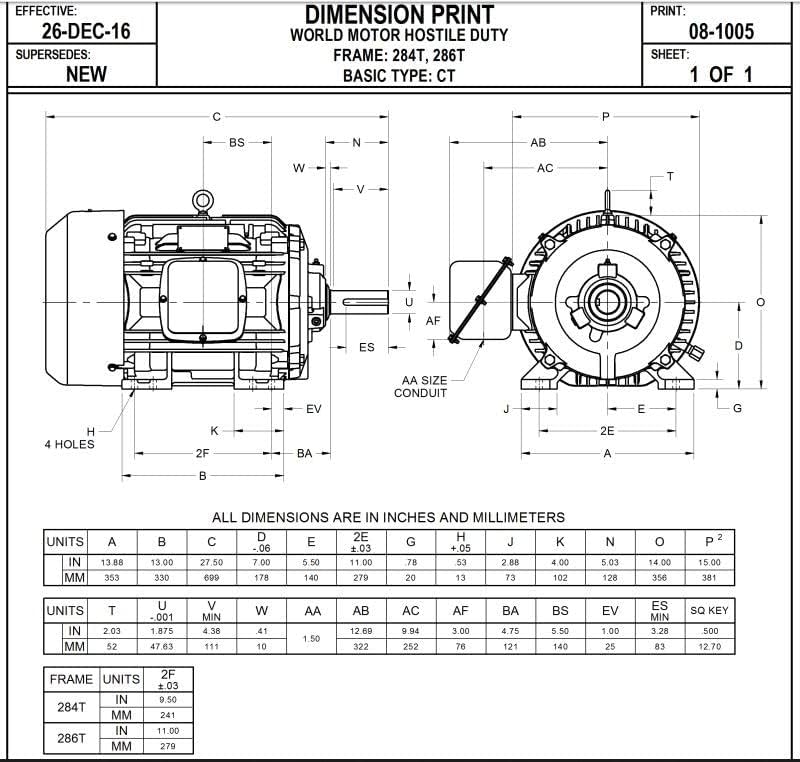 Nidec HD30P2E 30 Hp Electric Motor 230/460 Volt 1800 RPM