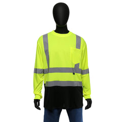 West Chester 47410/L Hi-Vis Long Sleeve Shirt - Lime Green Black Bottom ANSI Class 3