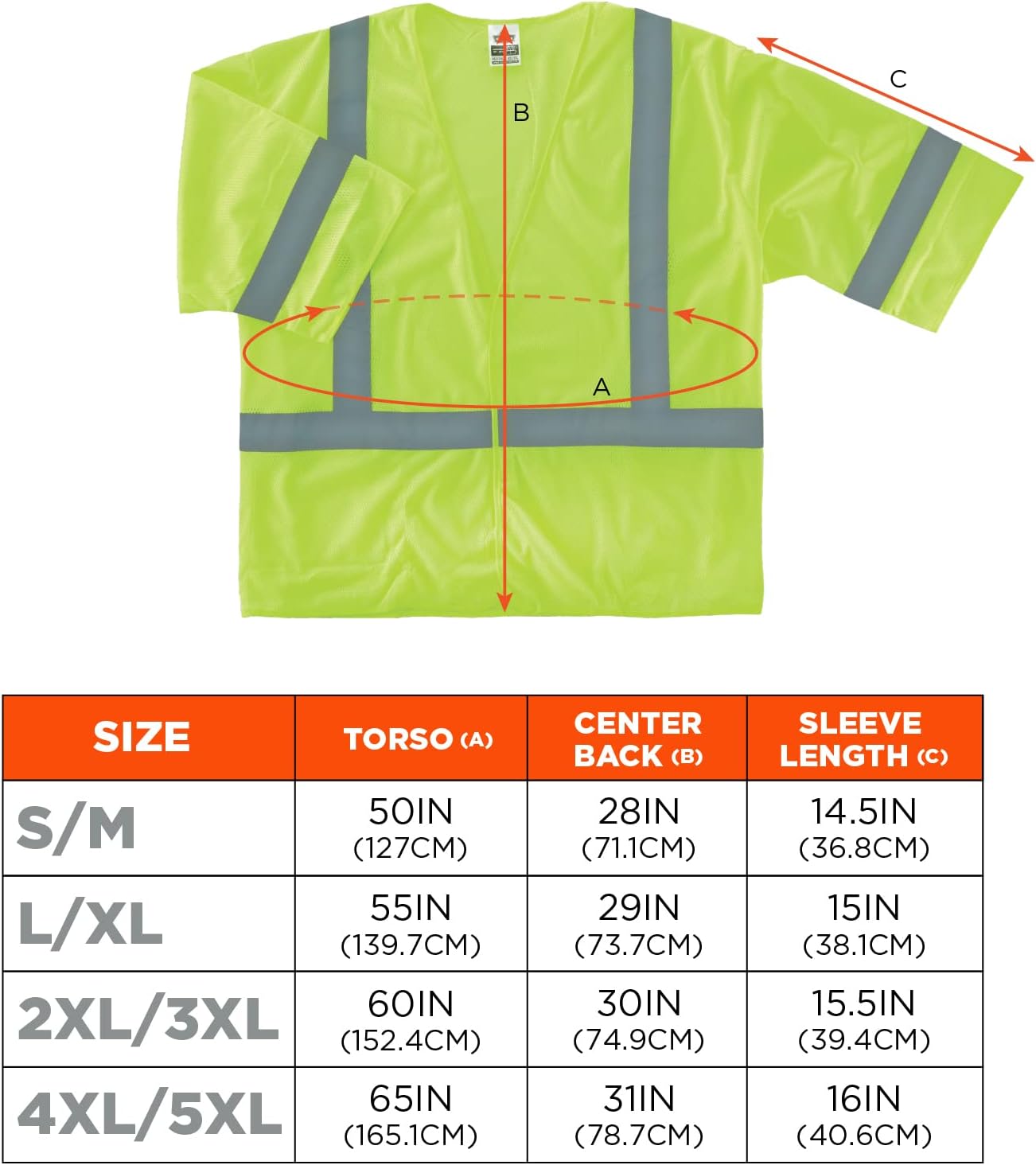 Ergodyne 22029 GloWear 8310HL ANSI Class 3 Economy High Visibility Lime Reflective Safety Vest 4XL/5XL