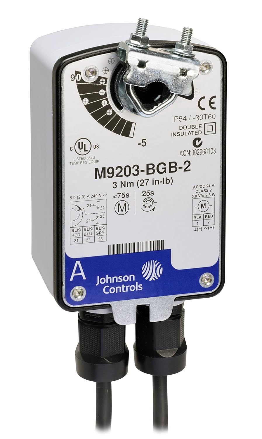 Johnson Controls M9203-BGA-2 Electric Actuator 27 in-lb Running Torque -22 to 140 Degree F