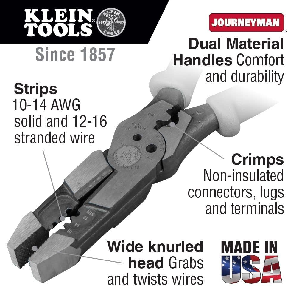 Klein Tools J215-8CR Multitool Pliers Hybrid Multi Purpose Tool Crimper Wire Stripper Bolt Shearing Wire Grabbing Twisting Looping