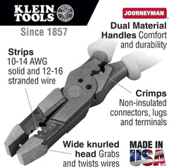 Klein Tools J215-8CR Multitool Pliers Hybrid Multi Purpose Tool Crimper Wire Stripper Bolt Shearing Wire Grabbing Twisting Looping