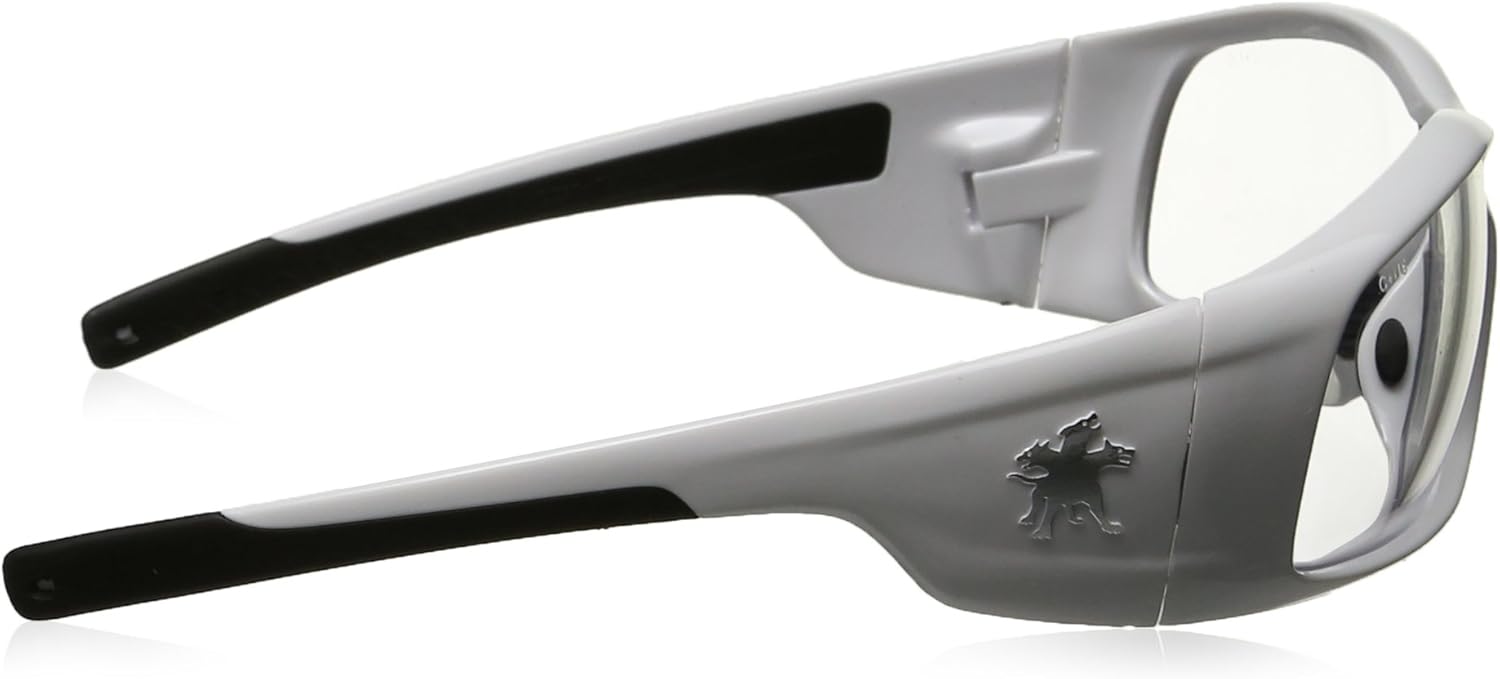 MCR Safety SR120 Swagger Brash Look Polycarbonate Dual Lens Glasses with Polished White Frame and Clear Lens