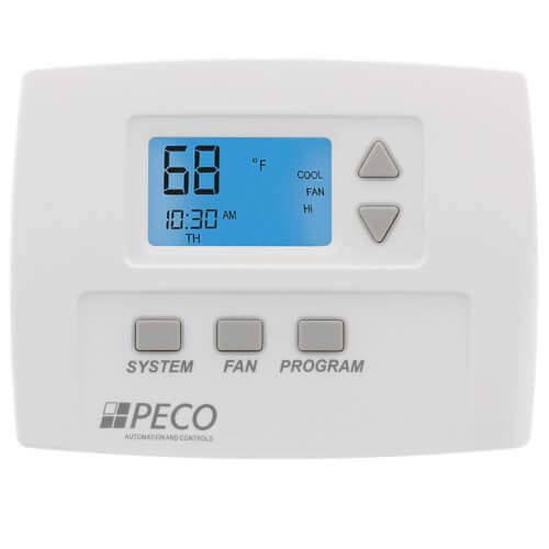 Peco Controls TB180-001 7-Day Programmable Thermostat 1 Heat 1 Cool 3 Speed Staged Fan