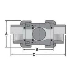 Spears 4539-012 1-1/4 PVC True Union 2000 Industrial Ball Check Valve SOC/FPT FKM