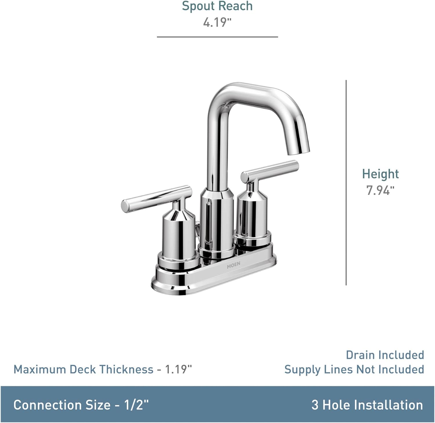 Moen 6150BL Gibson Matte Black Two-Handle Centerset Bathroom Faucet