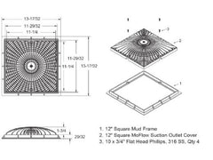 AquaStar 12MF101 Cover, MoFlo, 12 Square, w/ Frame, White