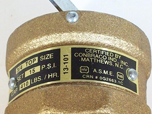 APOLLO VALVES Conbraco 13101B15 Steam Relief Valve 15 psi 3/4 MNPT x Top Outlet