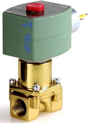 Asco SV401A02V9BF7 Brass Body Direct Acting Fuel Oil Shutoff Valve, 1/4 Pipe Size, 2-Way Normally Closed, Fluorocarbon Elastomer Sealing, 1/2 Orifice, 1.1 Cv Flow, 120V/60 Hz, 110V/50 Hz