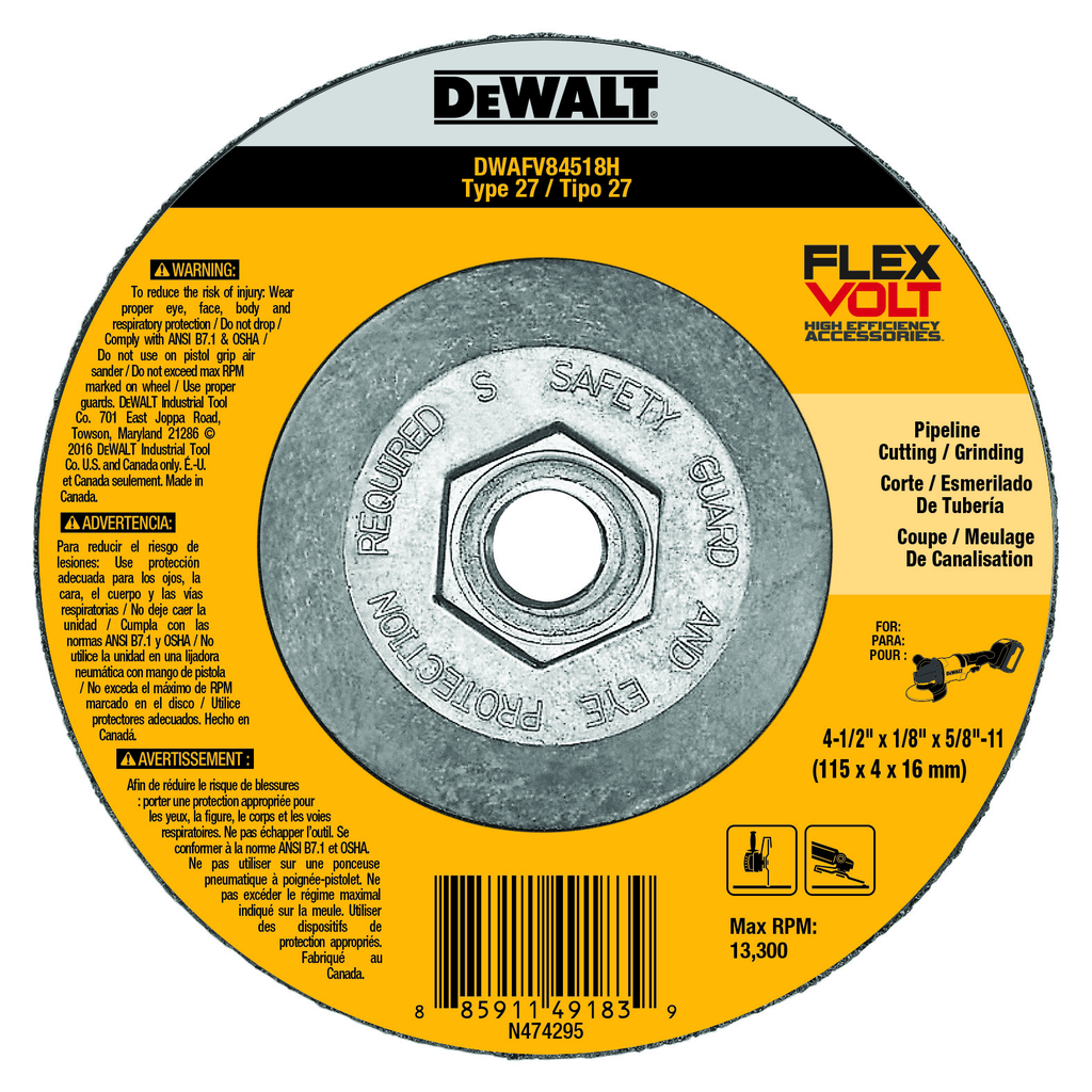 DeWalt DWAFV84518H 4-1/2 X 1/8 X 5/8-11 T27 FV CUT/GRINDING