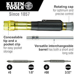 Klein Tools 32614 Multi-bit Precision Screwdriver Set 4-in-1 Electronics Pocket Screwdriver