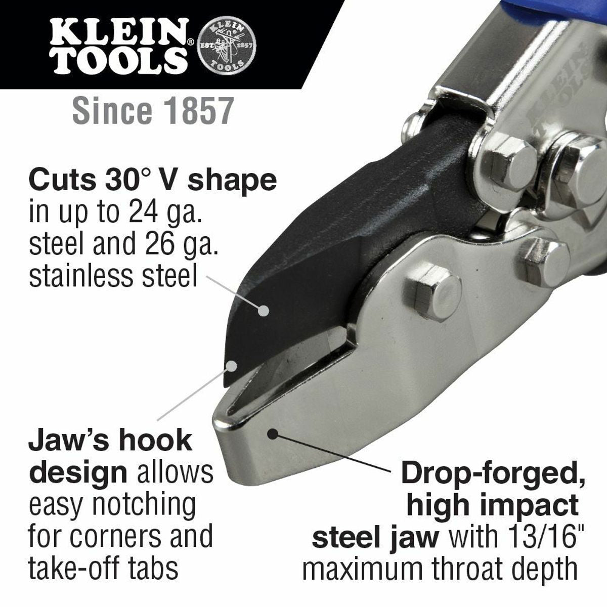 Klein Tools 86526 HVAC Hand Notcher Cuts 30-Degree V Shapes