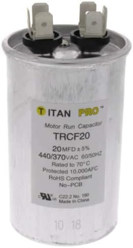 Packard TRCF20 TitanPro TRCF20 HVAC Round Motor Run Capacitor 20 MFD/UF 440/370 Volts