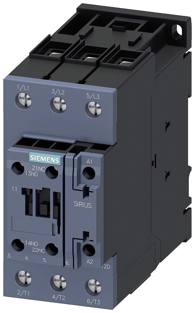 Siemens 3RT20371AK60 120 VAC 65 Amp 3-Pole 1NO 1NC Screw Terminal IEC Contactor