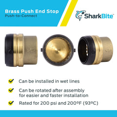 SharkBite UXL0454 2 Inch Push Cap Push to Connect Brass Plumbing Fitting