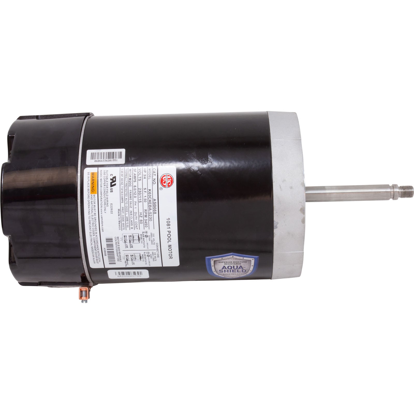 US Motors ASB668 Nidec Motor Corporation 3/4 hp Full Rated Motor C Flange CZ - Booster Pump ASB668