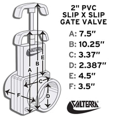 Valterra 6201 PVC Gate Valve, White, 2 Slip