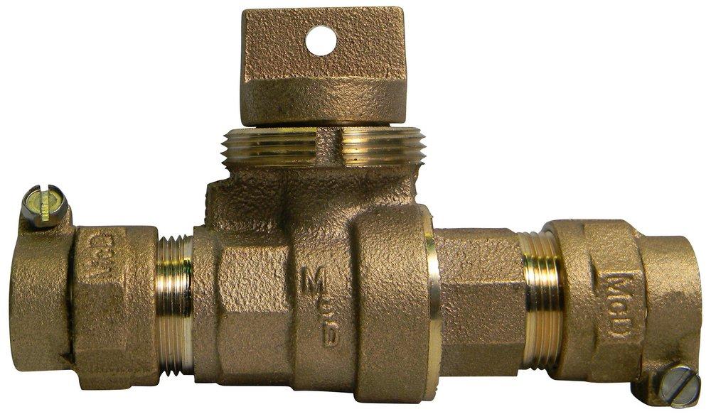 A.Y. McDonald 5133-168 1 in. CTS Compression Brass Ball Curb Stop -22 CTS Compression