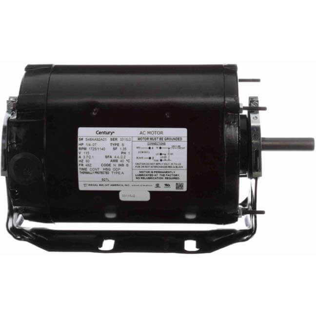 Century 927L 1/4-.07 HP 115v Fan and Blower HVAC/R Motor, 1 PH, 1800 RPM, 48Z Frame, ODP