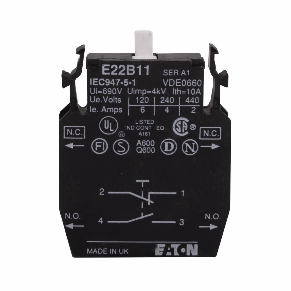 Eaton E22B20 22.5 mm 2NO Contact Block