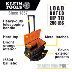 Klein Tools 55473RTB Tradesman Pro Tool Master Rolling Tool Bag 250 lbs 22-Inch