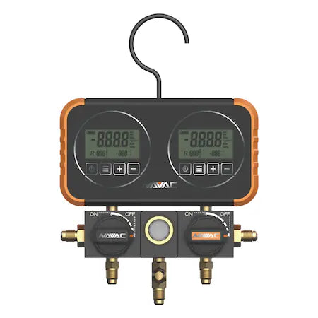 Navac N2D4H Manifold Gauge, Digital Display, 22 Refrigerants, 5' Hoses