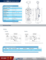 PECO TF115P-002 Industrial Temperature Controller W/Power Cord Range 40-110F Nema 4X