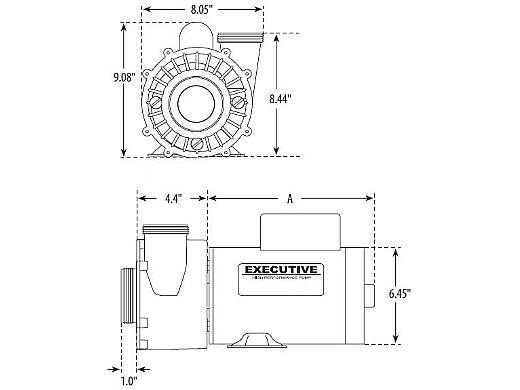 Waterway 3711221-1D Executive Pump 3.0 HP 230V 1-Speed 2 Intake