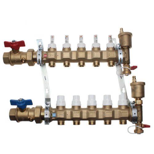 Caleffi 6686E5S1A 1 TwistFlow Manifold w/ Temp Gauge (5 Outlets)