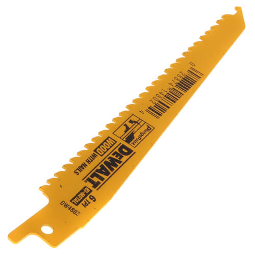 Dewalt DW4802B 6 6 TPI Taper Back Bi-Metal Reciprocating Blade for Wood Cutting