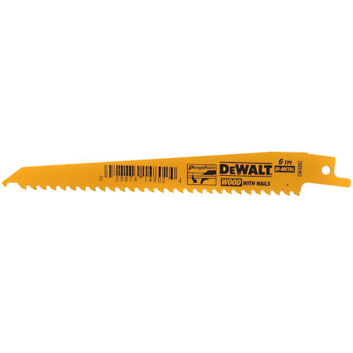 Dewalt DW4802B 6 6 TPI Taper Back Bi-Metal Reciprocating Blade for Wood Cutting