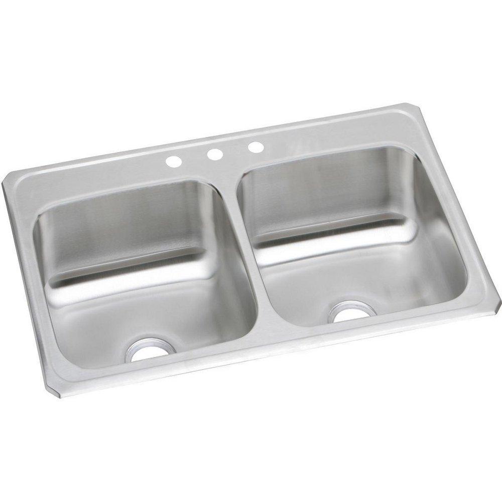 Elkay CR33213 Celebrity 33 x 21-1/4 x 6-7/8 Equal Double Bowl Drop-In Sink