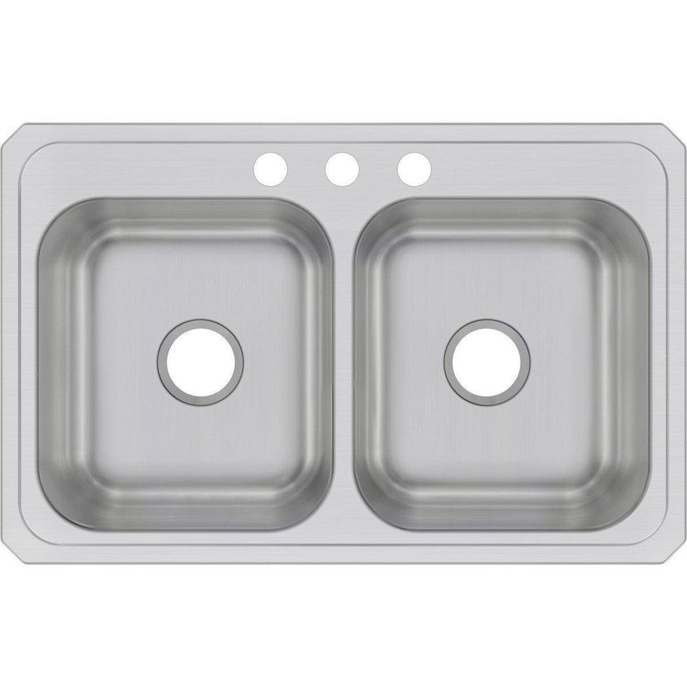 Elkay CR33213 Celebrity 33 x 21-1/4 x 6-7/8 Equal Double Bowl Drop-In Sink