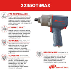 Ingersoll Rand 2235QTiMAX 1/2 Drive Air Impact Wrench – Quiet Technology, Standard Anvil