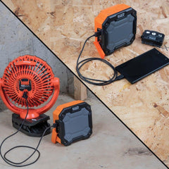 Klein Tools AEPJS3 Bluetooth Jobsite Speaker With Magnet And Hook, 20-Hr Run Time, Charge Devices Via USB A Or C, Daisy Chain For Pairing, Hands Free Capable