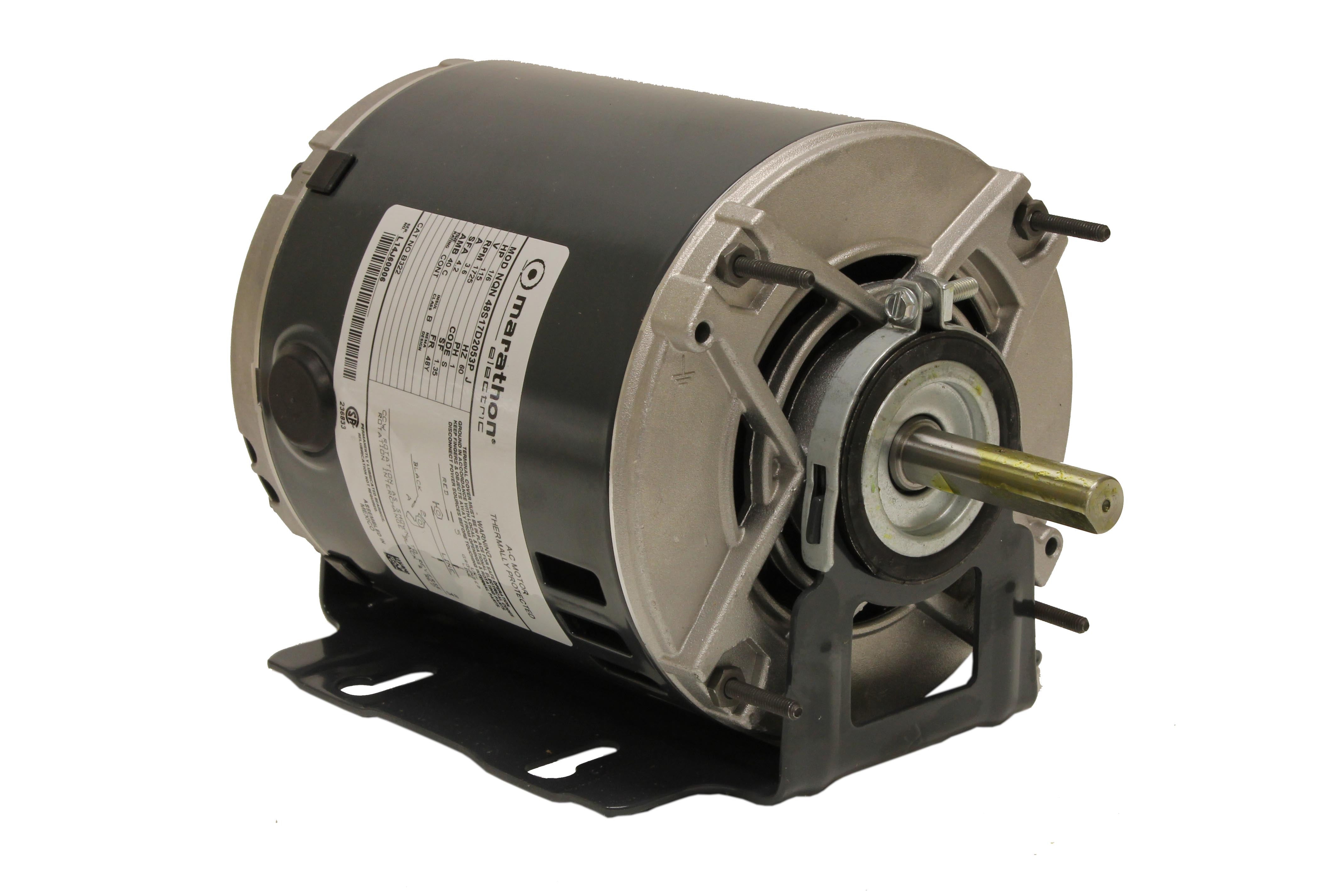 Marathon Electric MB322 Belt Drive Blower Motor, Single/Split Phase, 1/6 hp, 1725 RPM, 115V