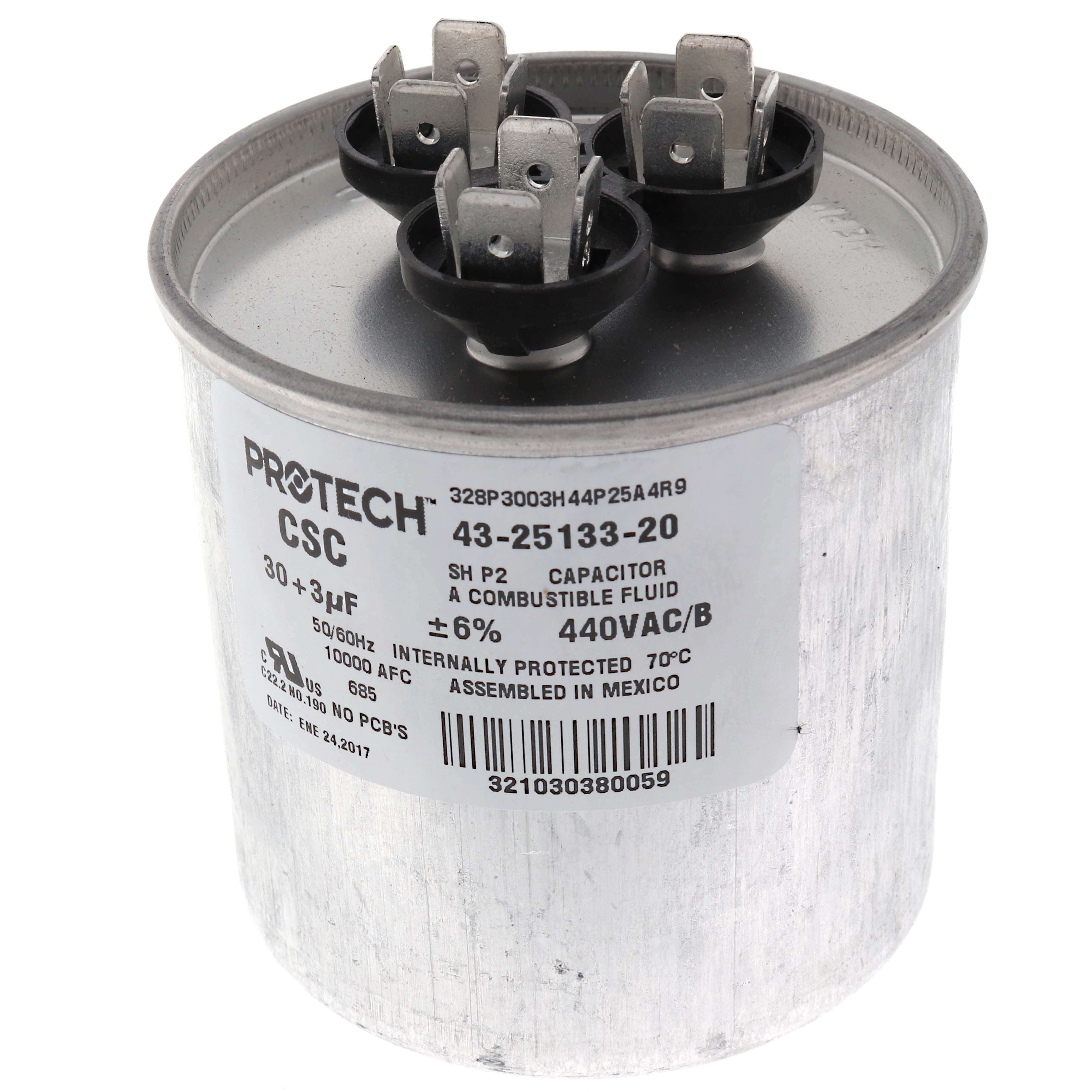 Rheem 43-25133-20 Capacitor - 30/3/440 Dual Round