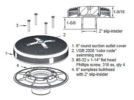 AquaStar 620SI101 Wall Fitting 6 Dia 2-3/8hs 2s Insider