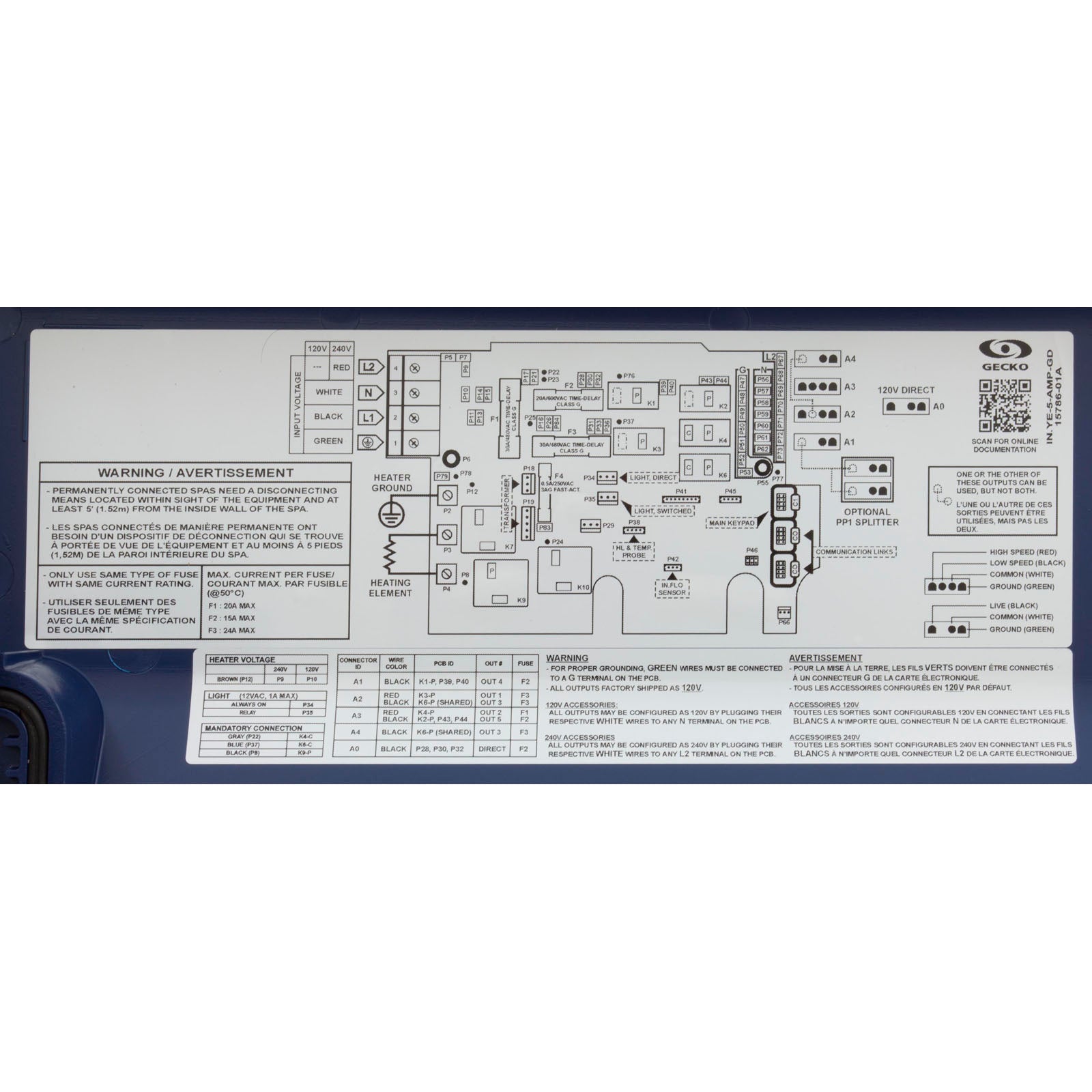 Gecko Alliance 0610-221046-355 in.ye-5 P1 P2(2) Bl Cp Oz 4.0kW 115v/230v Control