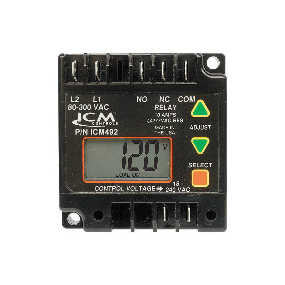 ICM ICM492 Single Phase Monitor 80-300 VAC 5-Fault Memory LCD Setup and Diagnostics