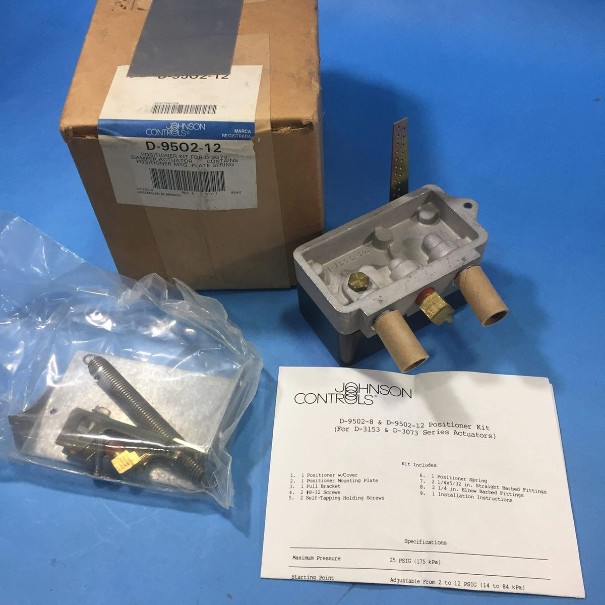 Johnson Controls D-9502-12 Pneumatic Damper Actuator Positioner for Model D-4073 Actuator