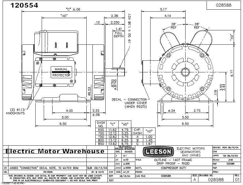 Leeson 120554 Leeson Motors - 5HP - 230V - 3450RPM - Rigid Mount