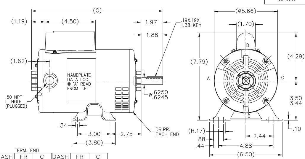 Marathon Electric MS014 General Purpose Motor 3/4 HP 1800 RPM 115/230 VAC