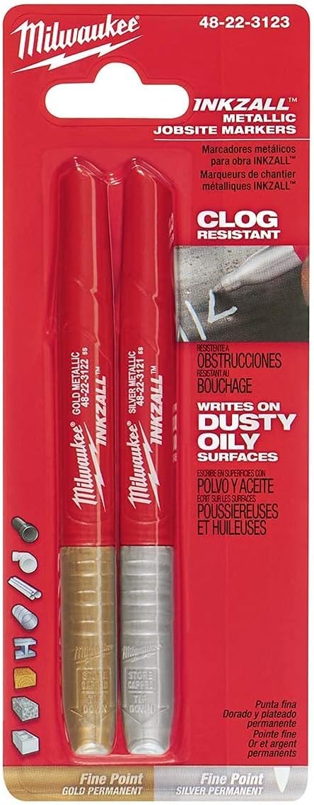 Milwaukee 48-22-3123 INKZALL Silver/Gold Fine Point Markers (2 Pack)