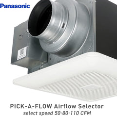 Panasonic FV-0511VK2 Pick-A-Flow - 50-80-110 CFM Bathroom Exhaust Fan - Quiet Energy Star-Certified Ceiling Fan - White