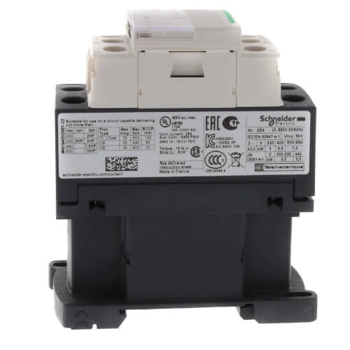 Schneider Electric LC1D12B7 Iec Magnetc Cntactr 24Vac 12A 1Nc/1No