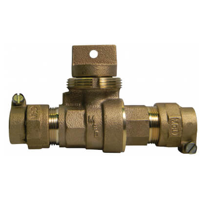 AY McDonald 5133-157 76104-22 3/4 CTS x CTS Straight Ball Valve Curb Stop Minneapolis Pattern Body No-Lead Brass